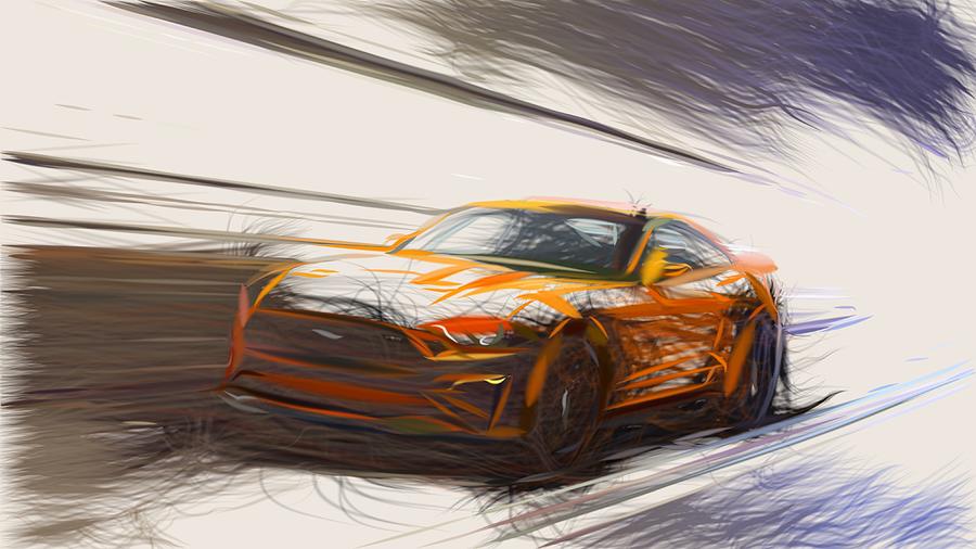 Ford Mustang GT Drawing #6 Digital Art by CarsToon Concept