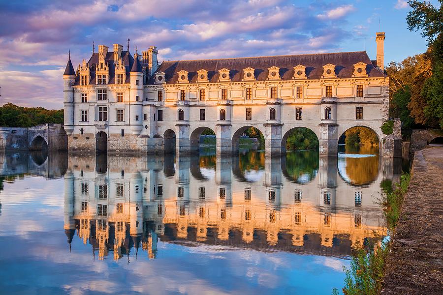 France, Centre, Loire Valley, Indre-et-loire, Chenonceaux, Cher River And Castle #5 Digital Art by Olimpio Fantuz