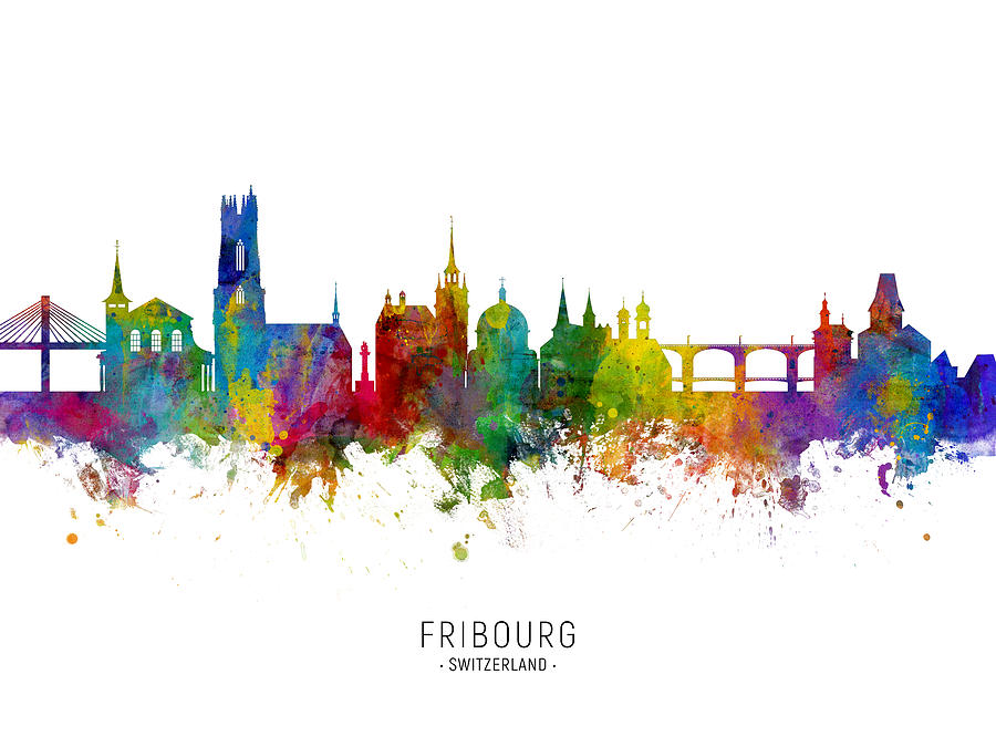 Fribourg Switzerland Skyline #5 Digital Art by Michael Tompsett