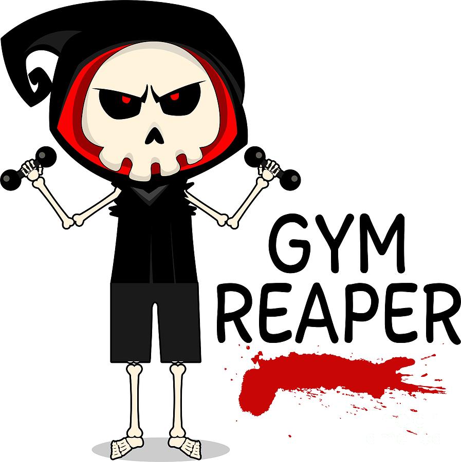Skull Digital Art - Gym Reaper Fitness Grim Reaper Training #5 by Mister Tee