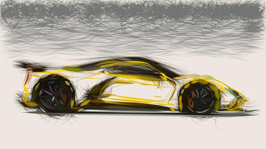 Hennessey Venom F5 Drawing #6 Digital Art by CarsToon Concept