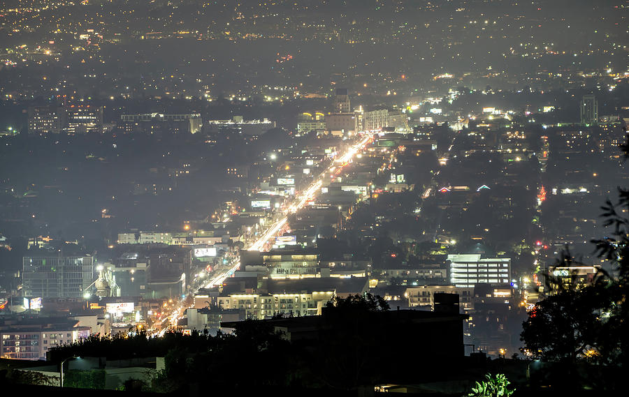 Hollywood Hills And Valley At Night Near Hollywood Sign #5 Photograph by Alex Grichenko