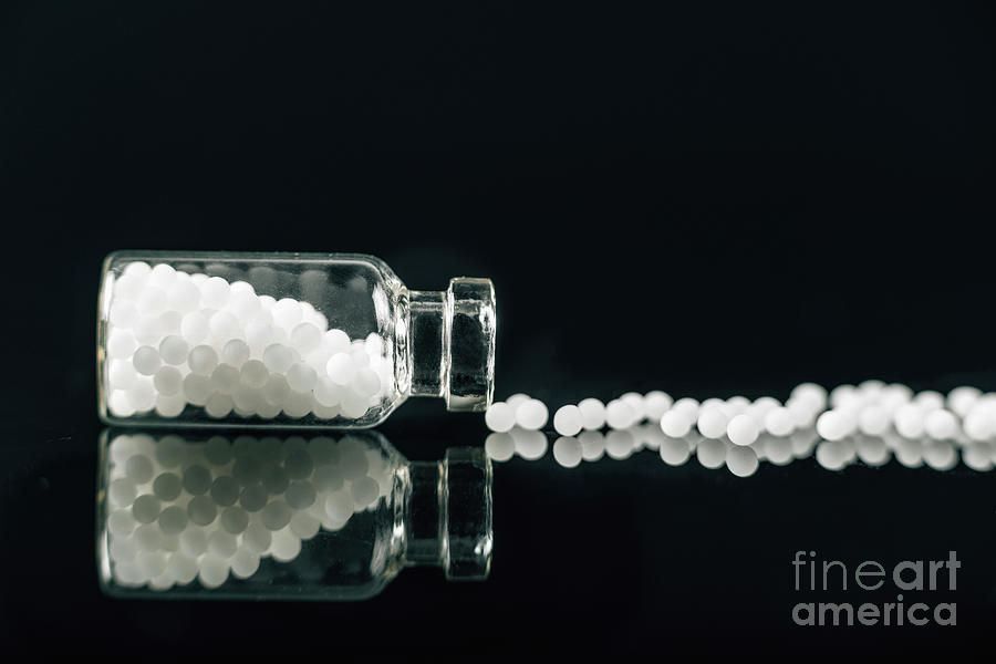 Homeopathic Globules Scattered Out Of Glass Bottle #5 Photograph by Microgen Images/science Photo Library