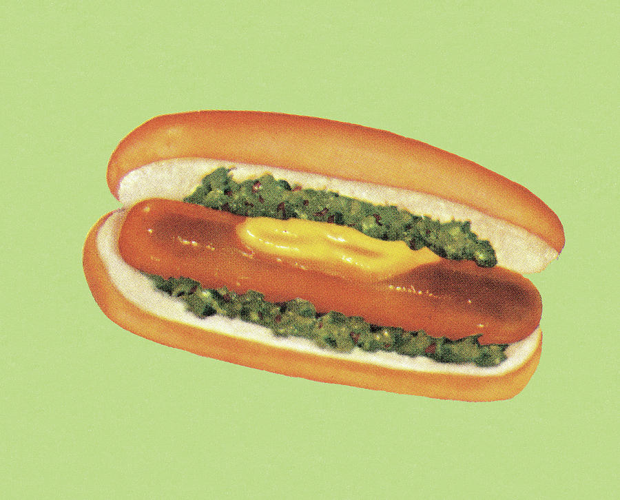 Vintage Drawing - Hot Dog #5 by CSA Images