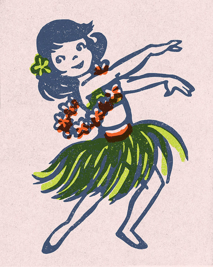 Vintage Drawing - Hula Dancer #5 by CSA Images