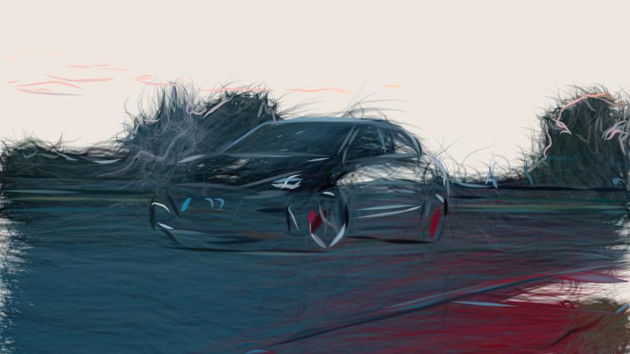 Hyundai i30 Fastback N Drawing #6 Digital Art by CarsToon Concept