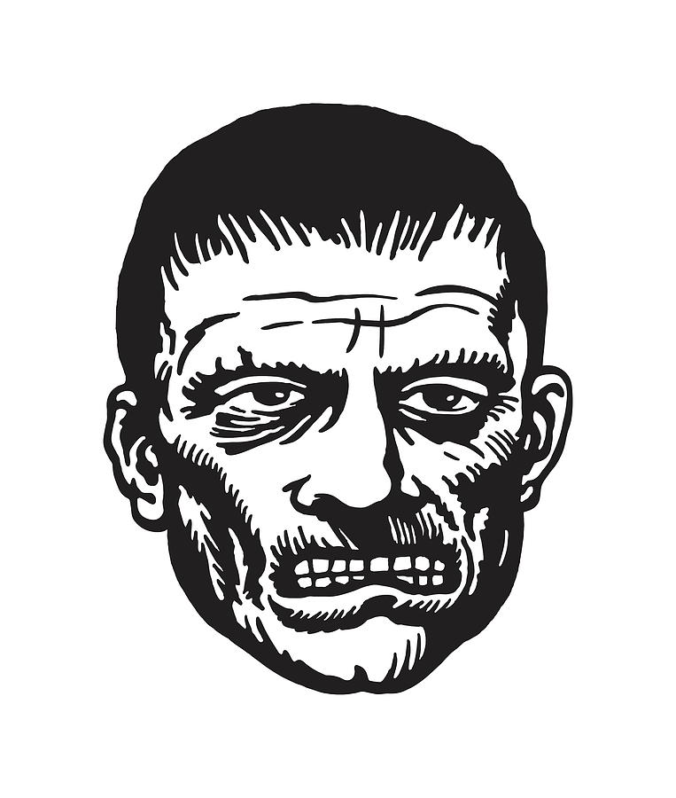 Illustration with headshot of Frankenstein monster Drawing by CSA ...