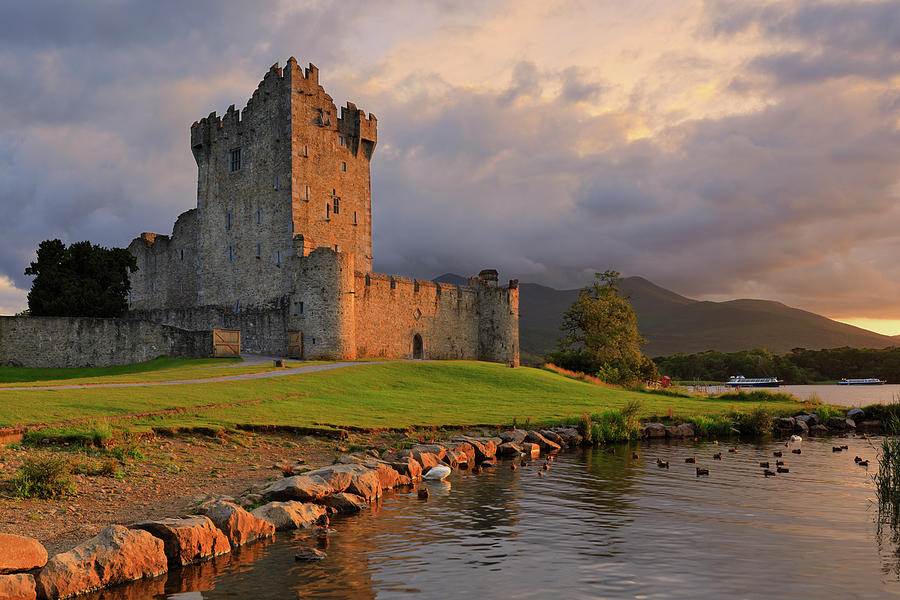 Ireland, Kerry, Killarney, Ring Of Kerry, Late Afternoon View Of The 15th Century Ross Castle Along The Shores Of Lough (lake) Leane, One Of The Highlights Of The Lakes Of Killarney National Park #5 Digital Art by Riccardo Spila