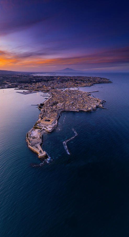 Italy, Sicily, Siracusa District, Siracusa, Ortigia, Mediterranean Sea, The Island Of Ortigia Seen From Above #5 Digital Art by Antonino Bartuccio