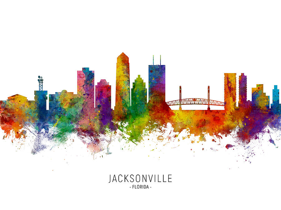 Jacksonville Florida Skyline #5 Digital Art by Michael Tompsett