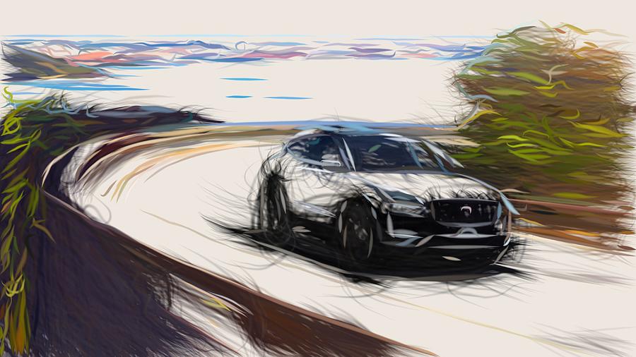 Jaguar E PACE Drawing #6 Digital Art by CarsToon Concept