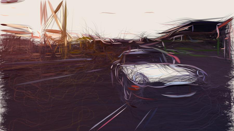 Jaguar Lightweight E Type Drawing #6 Digital Art by CarsToon Concept