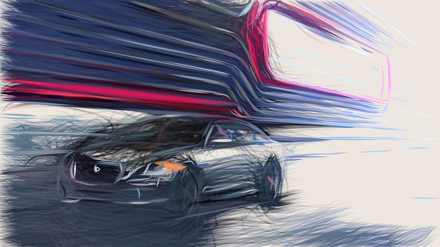 Jaguar XJR Drawing #6 Digital Art by CarsToon Concept