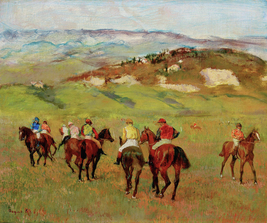Edgar Degas Painting - Jockeys on Horseback before Distant Hills #5 by Edgar Degas