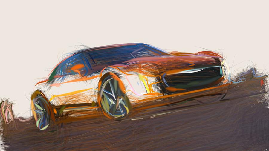 Kia GT4 Stinger Drawing #6 Digital Art by CarsToon Concept