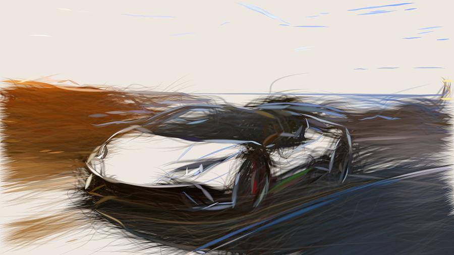 Lamborghini Huracan Performante Spyder Drawing #6 Digital Art by CarsToon Concept