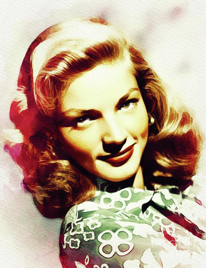 Hollywood Painting - Lauren Bacall, Vintage Movie Star #5 by Esoterica Art Agency