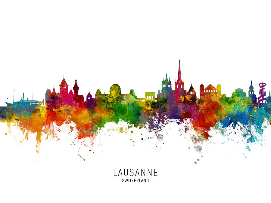Lausanne Switzerland Skyline #5 Digital Art by Michael Tompsett