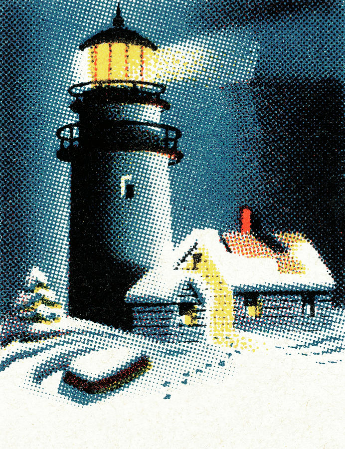 Vintage Drawing - Lighthouse #5 by CSA Images