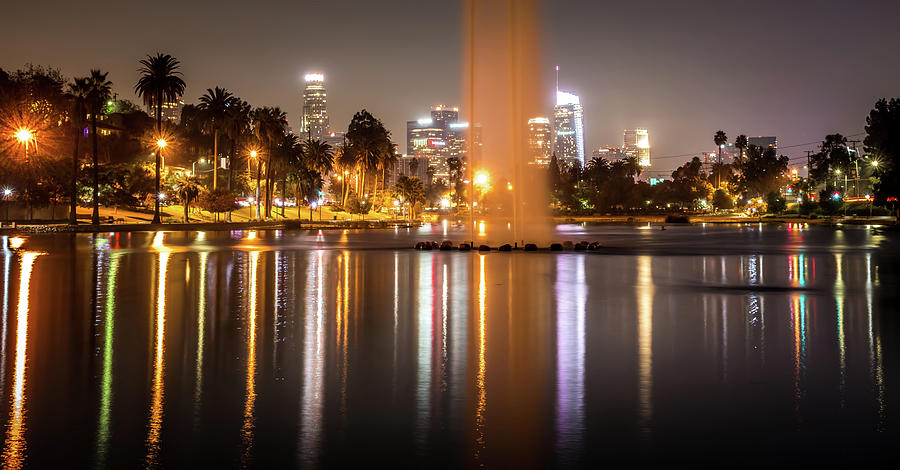 Los Angeles california city downtown at night #5 Photograph by Alex Grichenko