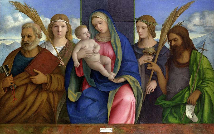 Madonna Painting - Madonna And Child With Saints by Giovanni Bellini