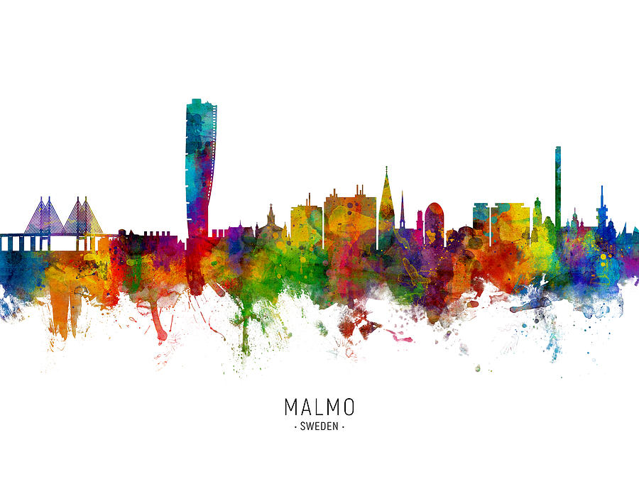 Malmo Sweden Skyline #5 Digital Art by Michael Tompsett