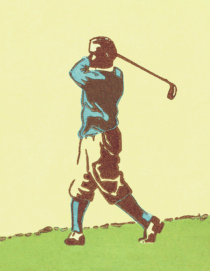 Golf Drawing - Man Golfing #5 by CSA Images