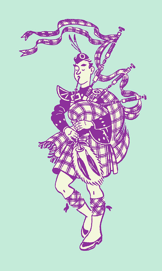 Music Drawing - Man Playing Bagpipes #5 by CSA Images