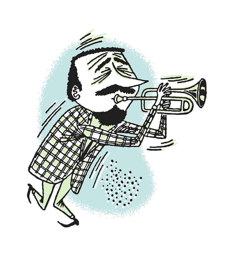Cool Drawing - Man Playing Trumpet #5 by CSA Images