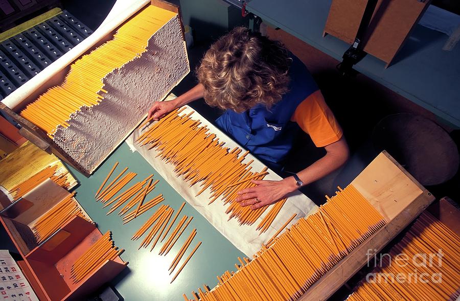 Art Medium Photograph - Manufacturing Coloured Pencils #5 by Patrick Landmann/science Photo Library