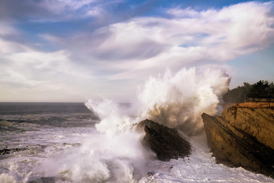 Massive wave explosion at Shore Acres State Park. Photograph by Larry ...