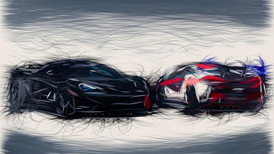 McLaren MSO X Drawing #6 Digital Art by CarsToon Concept