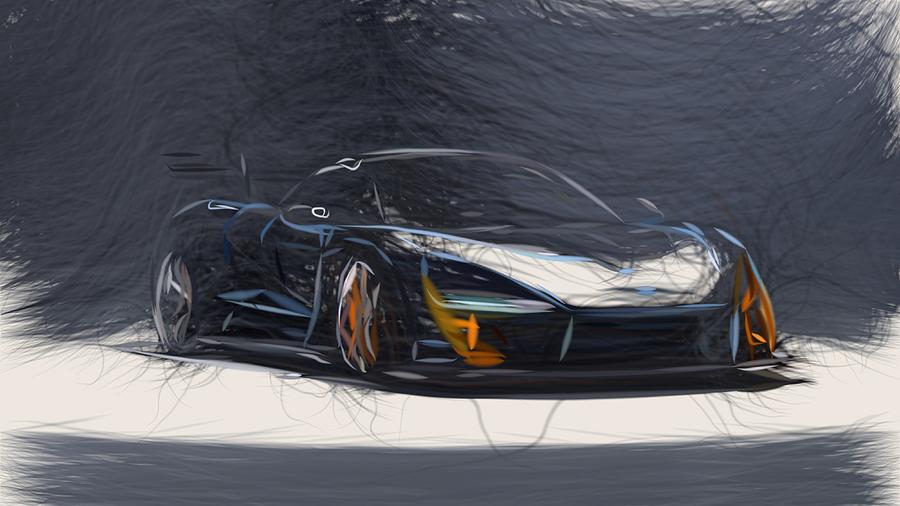 McLaren Senna Drawing #6 Digital Art by CarsToon Concept