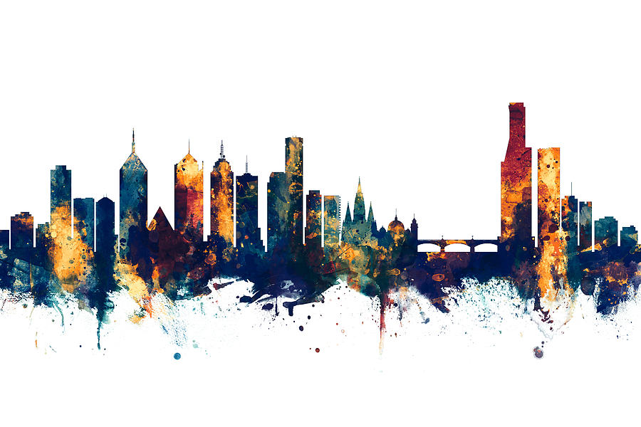 Melbourne Australia Skyline #5 Digital Art by Michael Tompsett