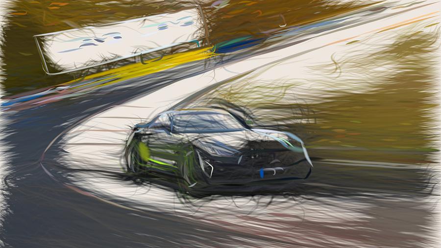 Mercedes AMG GT R PRO Drawing #6 Digital Art by CarsToon Concept
