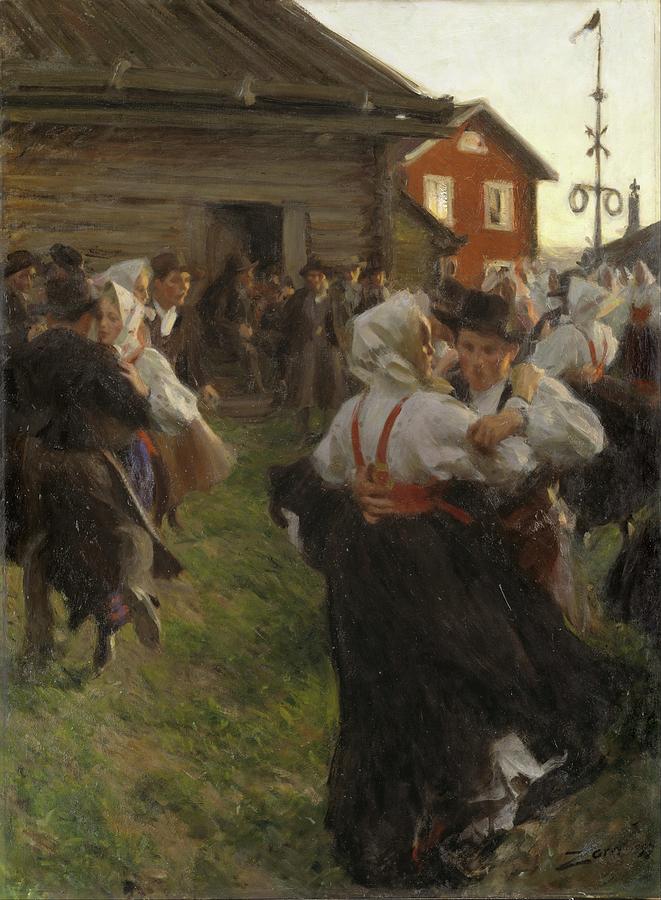 Impressionism Painting - Midsummer Dance by Anders Zorn