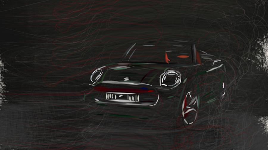 Mini Cabrio Draw #6 Digital Art by CarsToon Concept