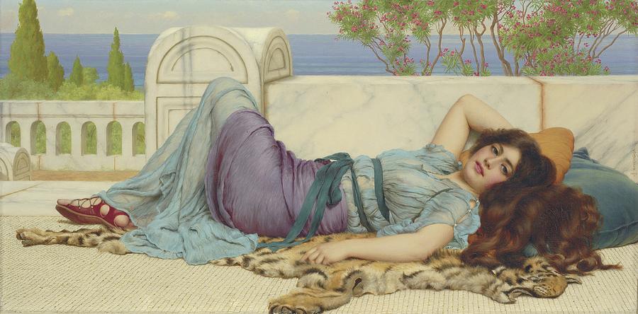 Architecture Painting - Mischief And Repose by John William Godward