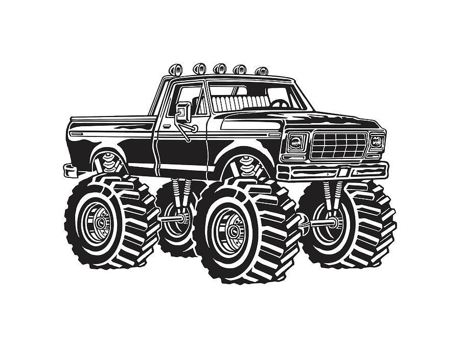 Black And White Drawing - Monster Truck #5 by CSA Images