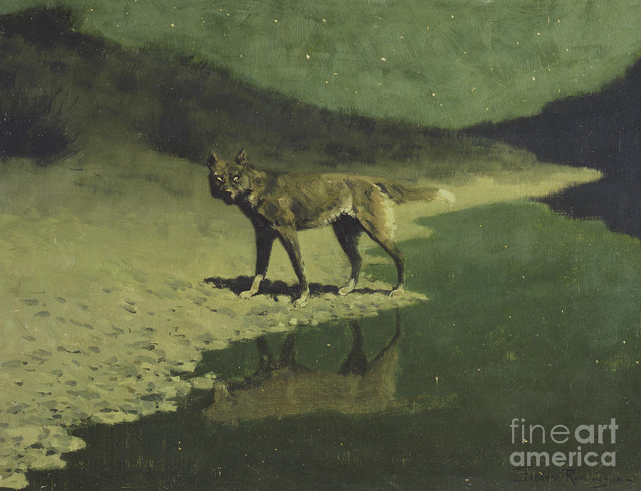 Moonlight, Wolf Painting by Frederic Remington