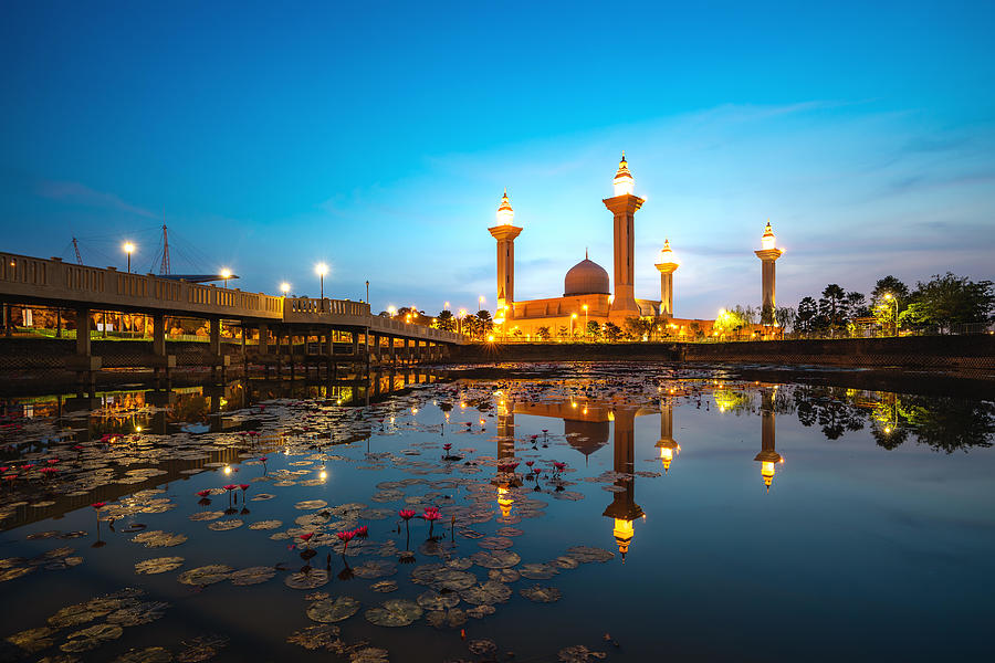 Architecture Photograph - Morning Sunrise Sky Of Masjid Bukit #5 by Prasit Rodphan
