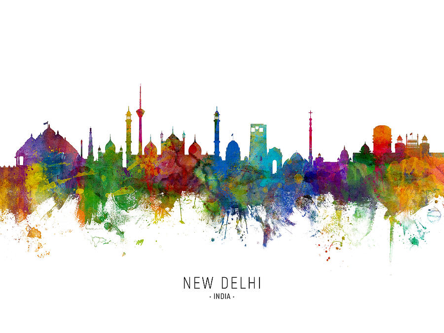 New Delhi India Skyline #5 Digital Art by Michael Tompsett