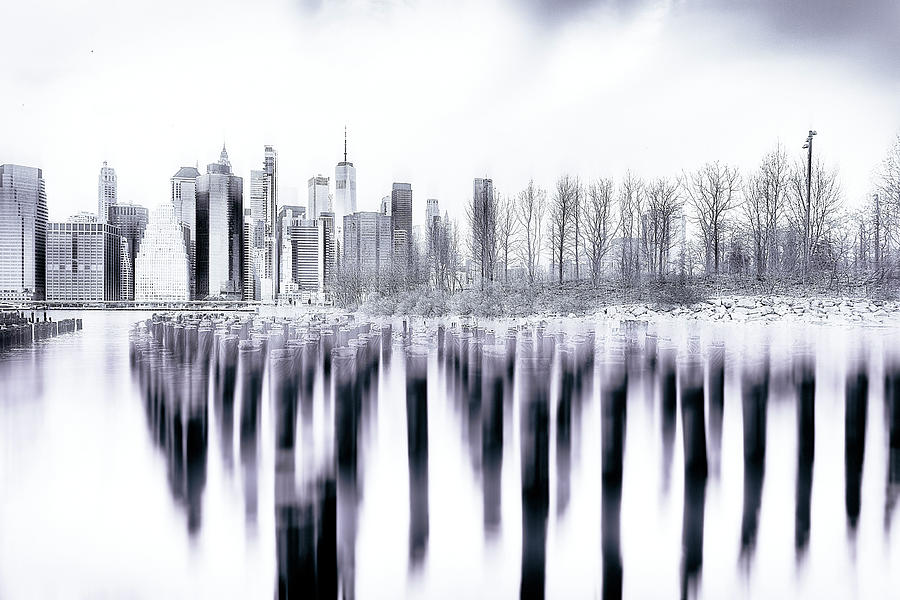 New York City, Downtown Manhattan Seen From Brooklyn #5 Digital Art by Lumiere