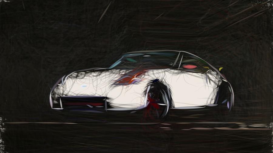 Nissan 370Z Drawing #6 Digital Art by CarsToon Concept