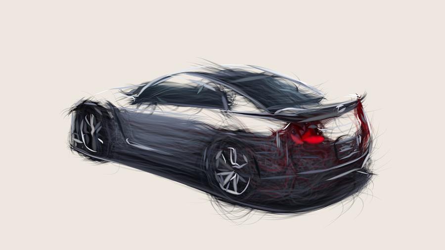 Nissan GT R Draw Digital Art by CarsToon Concept - Fine Art America