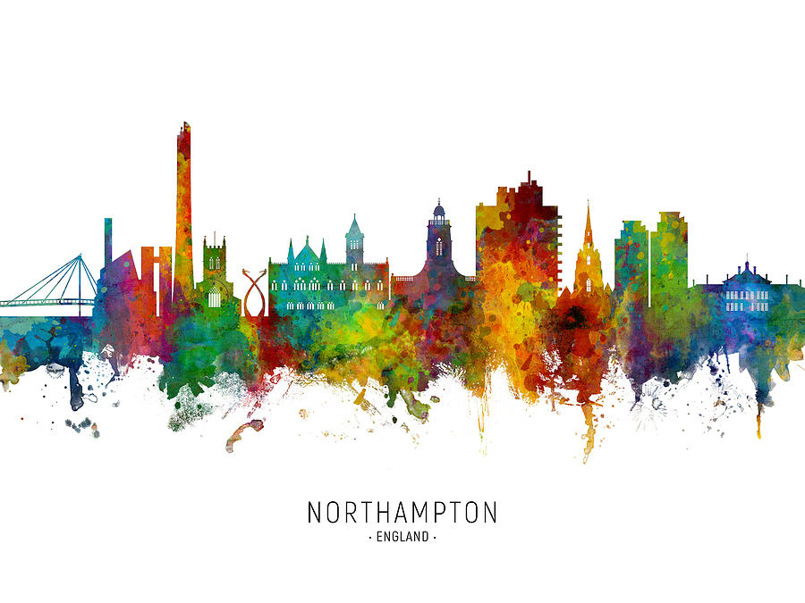 Northampton England Skyline #5 Digital Art by Michael Tompsett