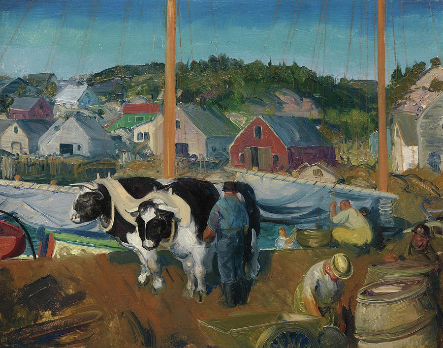 George Wesley Bellows Painting - Ox Team, Wharf at Matinicus #5 by George Bellows