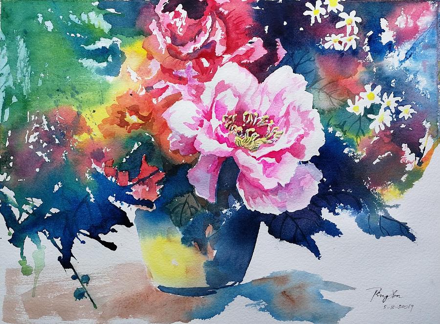 Peony #6 Painting by Ping Yan