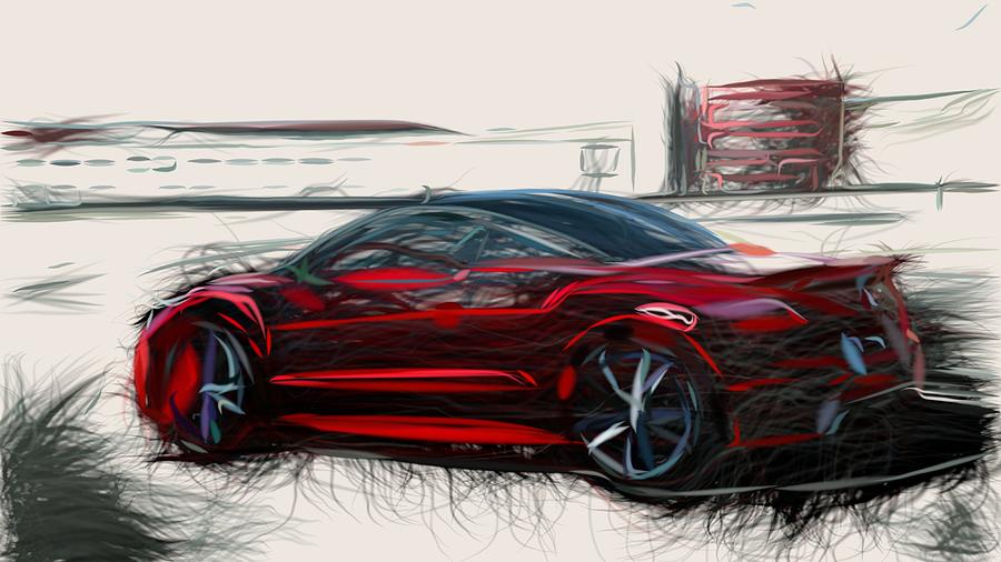 Peugeot RCZ R Drawing #6 Digital Art by CarsToon Concept