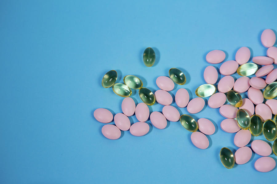 Pattern Photograph - Pink Oval Pills Vitamins For Pregnant Women #5 by Elena Saulich